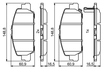 Set placute frana disc, Honda Accord, Hr V, 175x114x98 mm, Bosch 0986494773