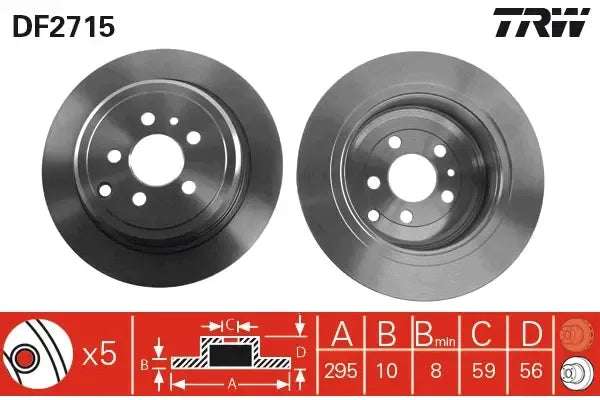 Disc frana, Peugeot, Citroen, Fiat, Lancia Ulysse, Evasion Microbus, 806, Zeta, 806 Van, Evasion Van, Ø295 mm, TRW DF2715
