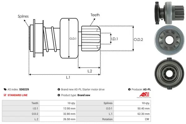Cuplaj unisens demaror, Audi, 79x79x64 mm, AS-PL SD0229