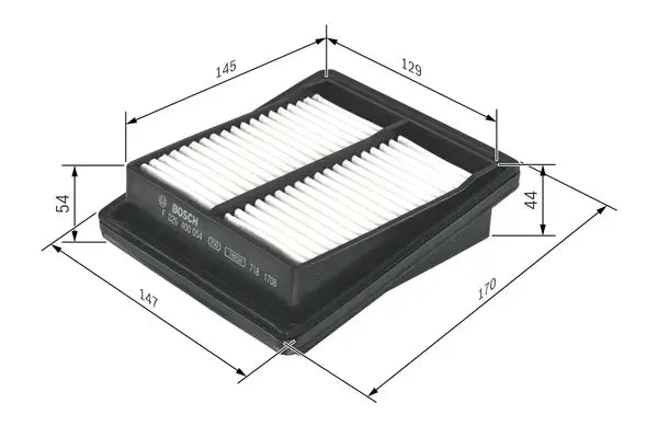 Filtru aer, Honda, 187x164x58 mm, Bosch F026400054