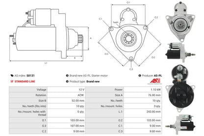 Starter, 285x165x130 mm, AS-PL S0131
