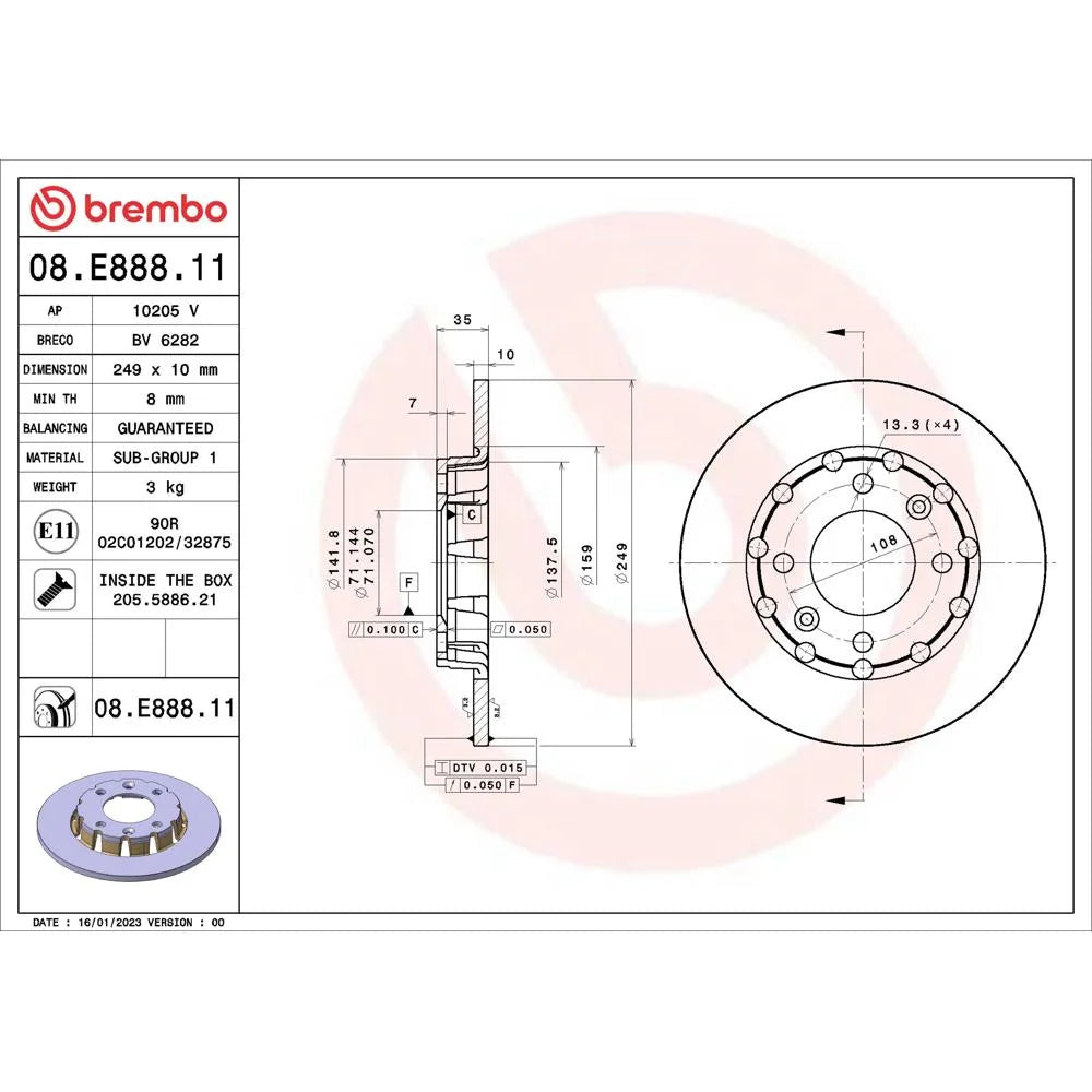 Discuri Frana Brembo - 08.E888.11