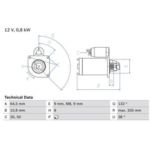 Electromotor Bosch pentru Fiat Albea/Brava/Bravo/Cinquecento/Marea, Lancia Y/Y10 - 0 986 024 210
