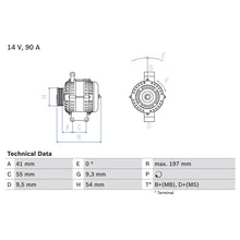 Alternator Bosch 14 V - 0 986 048 771
