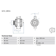 Alternator Bosch pentru Mercedes-Benz Sprinter/Viano/Vito - 0 986 049 010