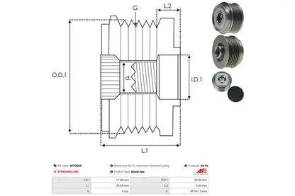 Sistem roata libera generator, Opel, 80x76x62 mm, AS-PL AFP2002