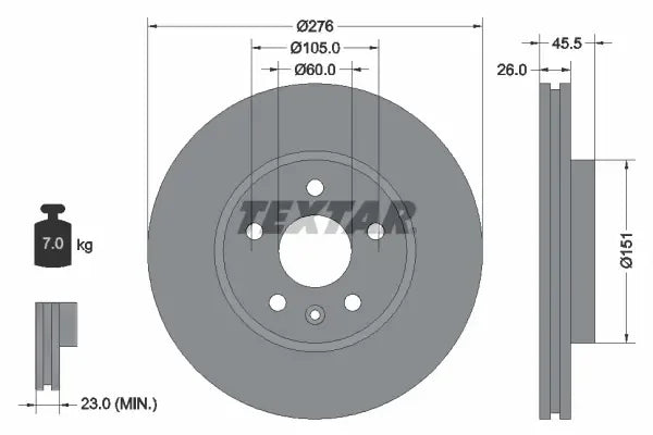 Disc frana, Chevrolet, Opel, 332x318x63 mm, Textar 92198903