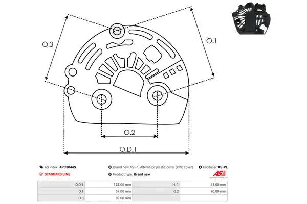 Capac protector alternator, 130x130x54 mm, AS-PL APC3044S