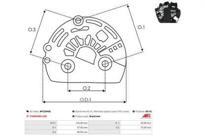 Capac protector alternator, 130x130x54 mm, AS-PL APC3044S