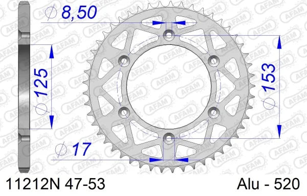 Pinion Motrice Spate Moto Aluminiu Anodowana Argintiu AFA - 11212N-48