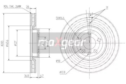 Disc frana, Citroen, Fiat, Lancia, Peugeot, Ø285 mm, Maxgear 191291