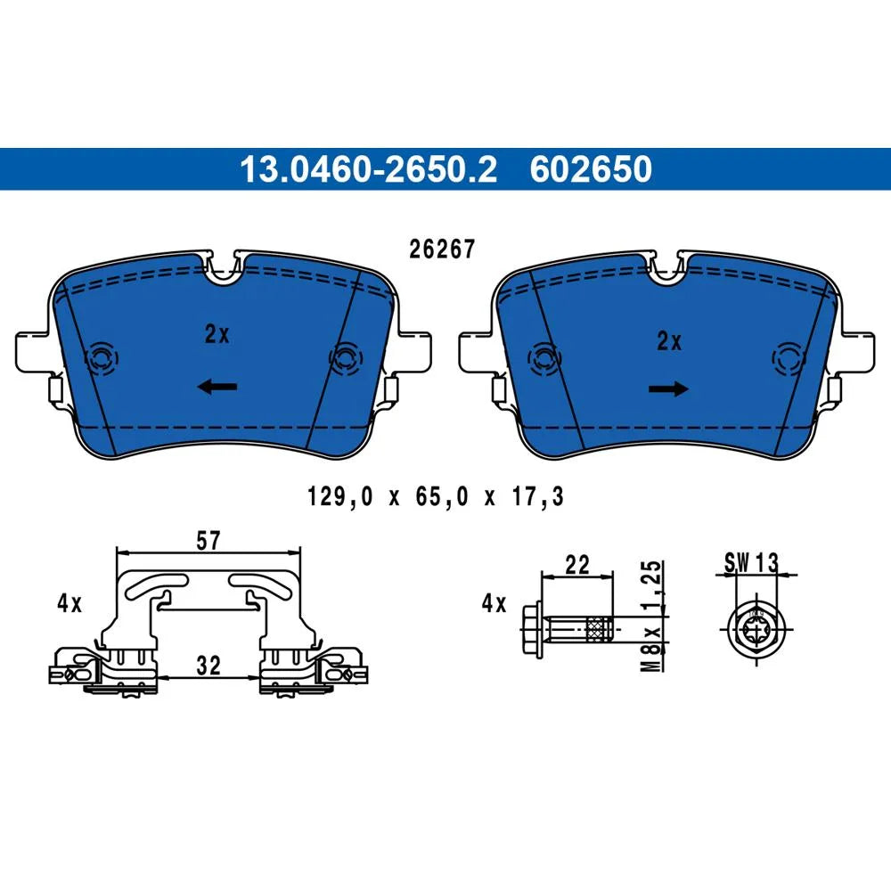 Set Placute Frana, Frana Disc ATE pentru Audi A6/A7/A8/E Tron, Volkswagen - 13.0460-2650.2