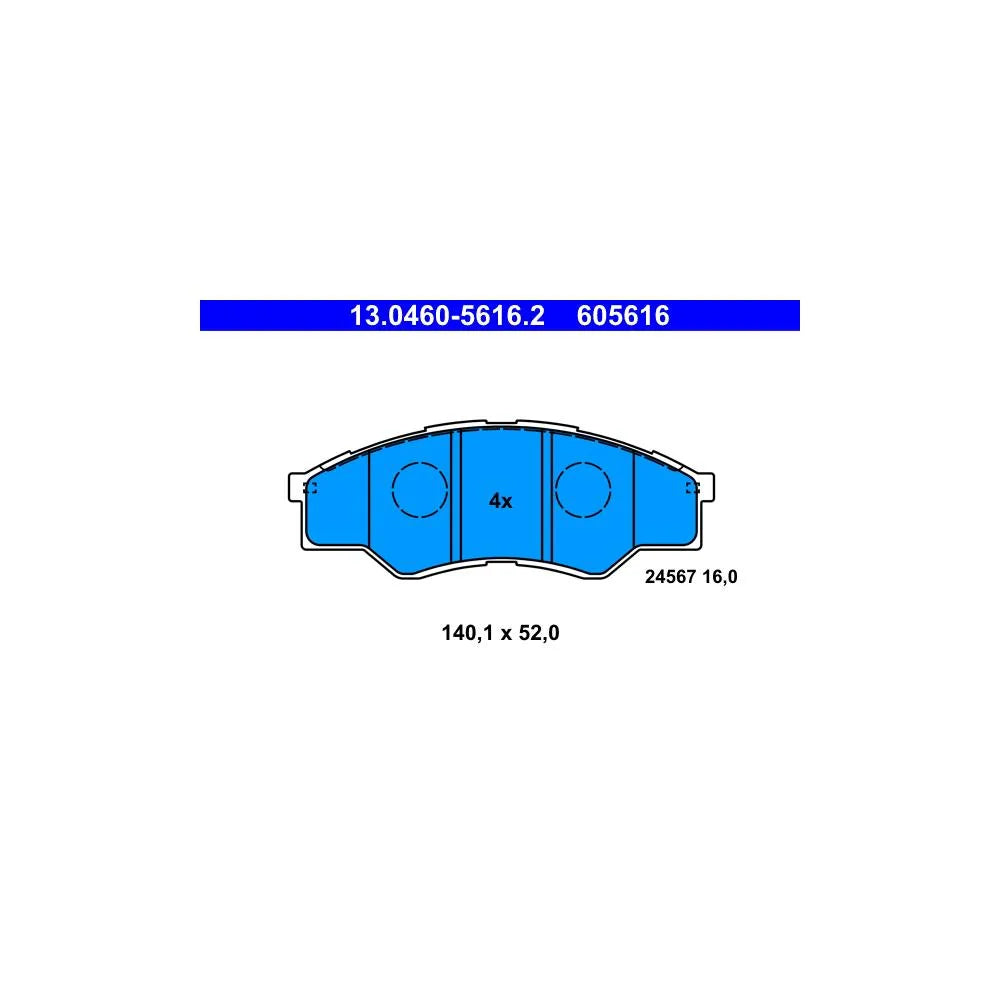 Set Placute Frana, Frana Disc ATE pentru Toyota Hilux - 13.0460-5616.2