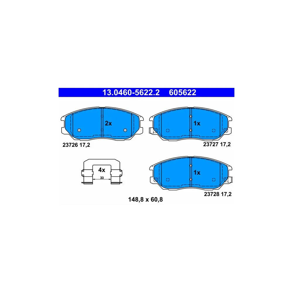 Set Placute Frana, Frana Disc ATE pentru Hyundai Equus Centennial/Terracan, Ssangyong Rodius - 13.0460-5622.2