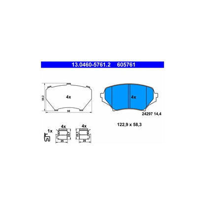 Set Placute Frana, Frana Disc ATE pentru Mazda Mx 5 - 13.0460-5761.2