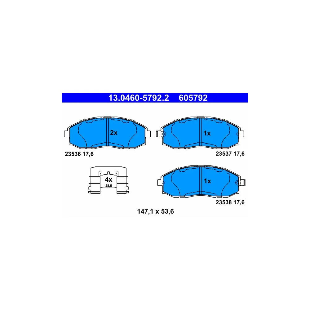 Set Placute Frana, Frana Disc ATE pentru Hyundai H 1 Starex/H 1/H 1 Platou/H100 - 13.0460-5792.2