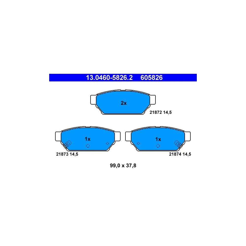 Set Placute Frana, Frana Disc ATE pentru Mitsubishi Carisma/Colt/Lancer, Proton Persona 300/Persona 400 - 13.0460-5826.2