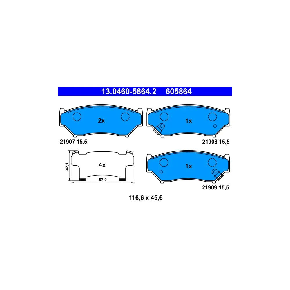 Set Placute Frana, Frana Disc ATE pentru Suzuki Grand Vitara/Jimny - 13.0460-5864.2