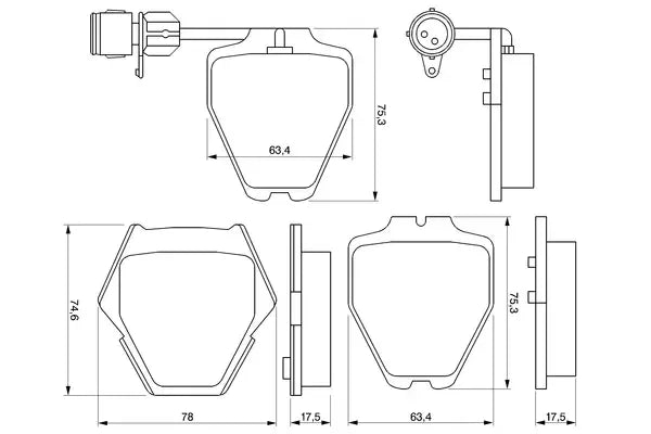 Set placute frana disc, Audi A8 D2, A6 C4, A6 C4 Avant, 100 C4 Avant, 100 C4 Limuzina, 176x118x92 mm, Bosch 0986424689