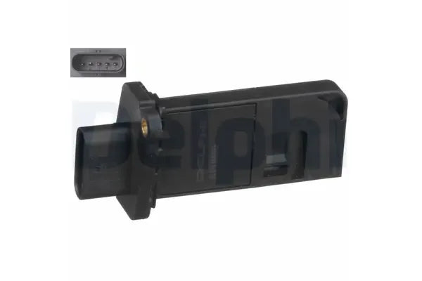 Senzor debit aer, Volkswagen, Audi, Skoda, SEAT A4 B8, A4 B8 Avant, A5 Cabriolet, A5, Q5, Octavia Ii Combi, A3, 140x98x58 mm, Delphi AF1048012B1