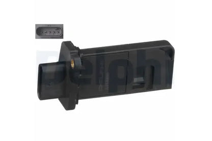 Senzor debit aer, Volkswagen, Audi, Skoda, SEAT A4 B8, A4 B8 Avant, A5 Cabriolet, A5, Q5, Octavia Ii Combi, A3, 140x98x58 mm, Delphi AF1048012B1