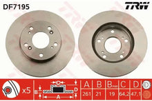 Disc frana, Honda, Nissan Civic Vii Hatchback, Cr-z, Civic Viii Limuzina, Stream, Integra Cupe, Ø262 mm, TRW DF7195