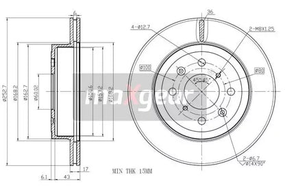 Disc frana, Opel, Subaru, Suzuki, Ø253 mm, Maxgear 191045