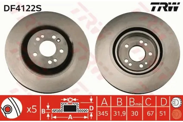 Disc frana, Mercedes-Benz, 369x369x88 mm, TRW DF4222S