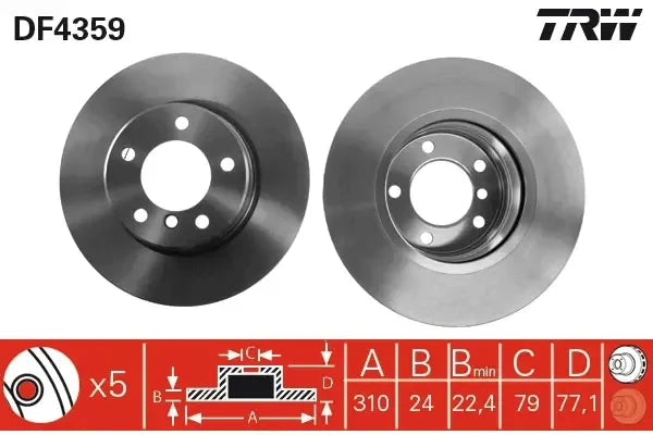 Disc frana, BMW Seria 5, Ø310 mm, TRW DF4359