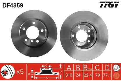 Disc frana, BMW Seria 5, Ø310 mm, TRW DF4359