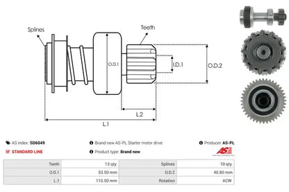 Cuplaj unisens demaror, 129x80x76 mm, AS-PL SD6049