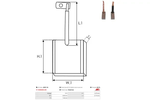 Perie electromotor, 102x54x20 mm, AS-PL JSX5152