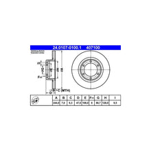 Discuri Frana ATE pentru Citroen 2 Cv/Acadiane/Ami/Dyane/Mehari - 24.0107-0100.1