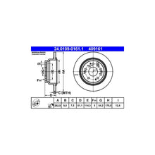 Disc Frana ATE pentru Honda Accord - 24.0109-0161.1
