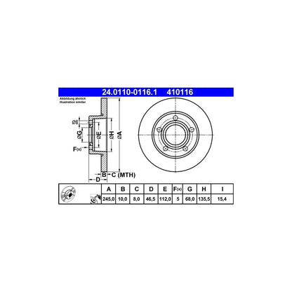 Disc Frana ATE pentru Audi 100/200/A8 - 24.0110-0116.1