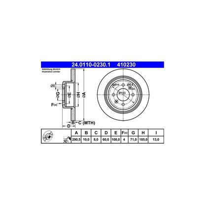 Disc Frana ATE pentru Peugeot 406/406 Cupe - 24.0110-0230.1