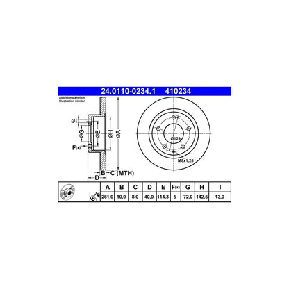 Disc Frana ATE pentru Ford Usa Probe, Mazda 626/Mx 6/Premacy/Xedos 6 - 24.0110-0234.1