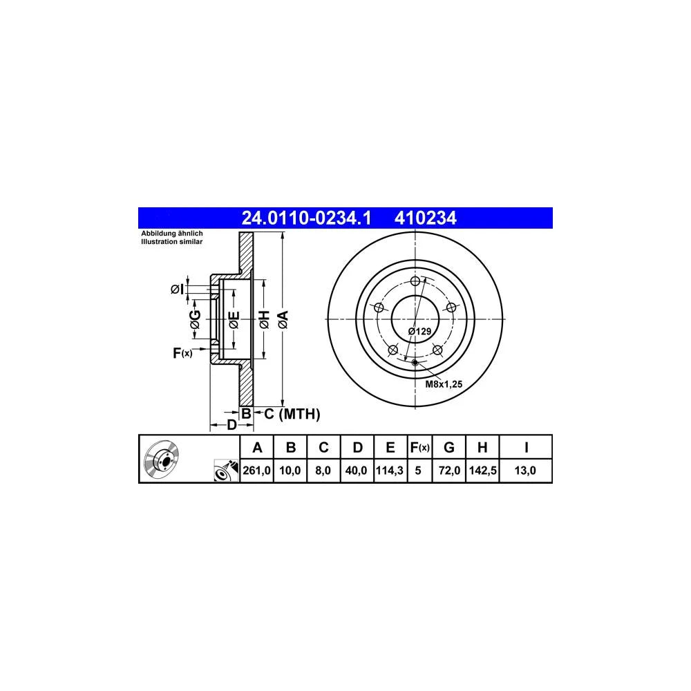 Disc Frana ATE pentru Ford Usa Probe, Mazda 626/Mx 6/Premacy/Xedos 6 - 24.0110-0234.1