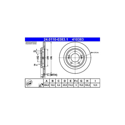 Disc Frana ATE pentru Hyundai I30, Kia Cee D/Cee D Sportswagon/Pro Cee D - 24.0110-0383.1