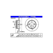 Disc Frana ATE pentru Hyundai Grandeur/Ix35, Kia Optima - 24.0110-0388.1