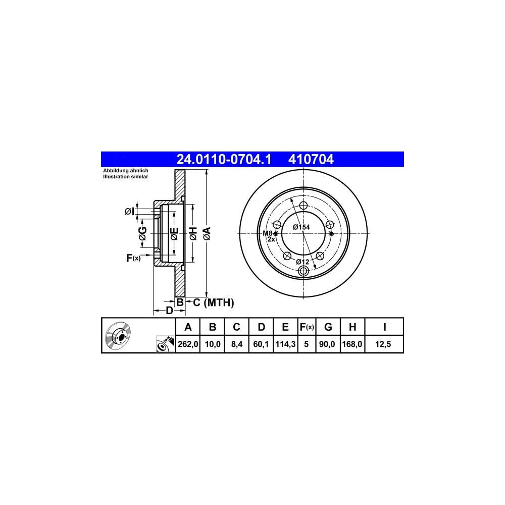 Disc Frana ATE pentru Mitsubishi Eclipse/Lancer/Outlander/Space Runner - 24.0110-0704.1