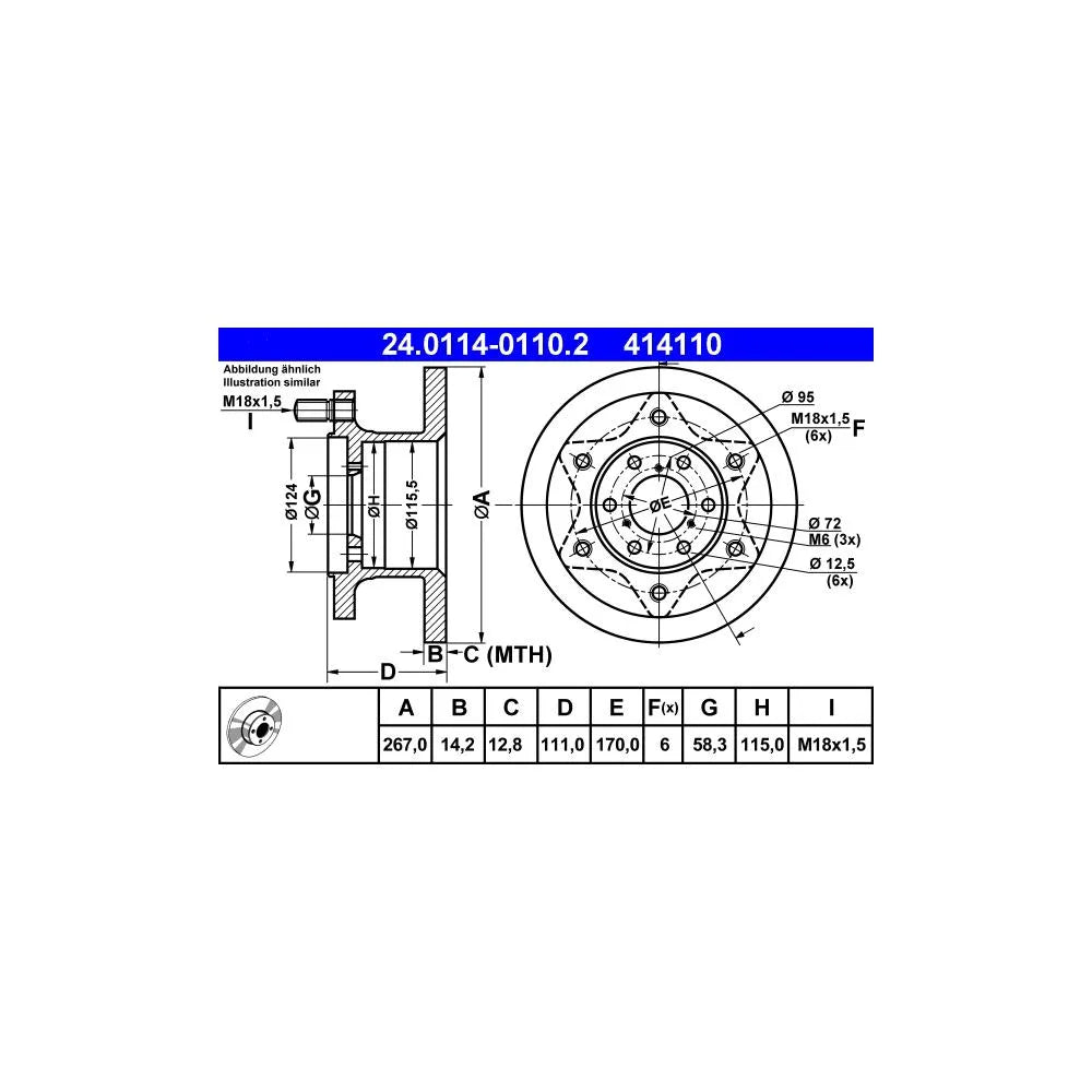 Discuri Frana ATE pentru Iveco Daily - 24.0114-0110.2