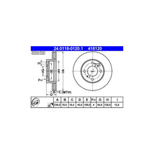Disc Frana ATE pentru Mitsubishi Carisma/Colt/Lancer, Proton Jumbuck Pick Up/Persona 300/Persona 400/Satria/Wira - 24.0118-0120.1