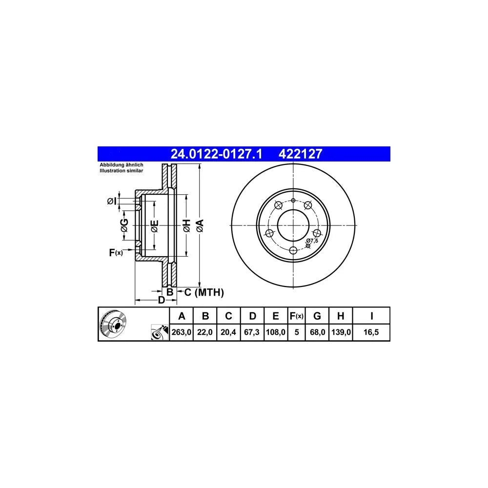Discuri Frana ATE pentru Volvo 240/260 - 24.0122-0127.1