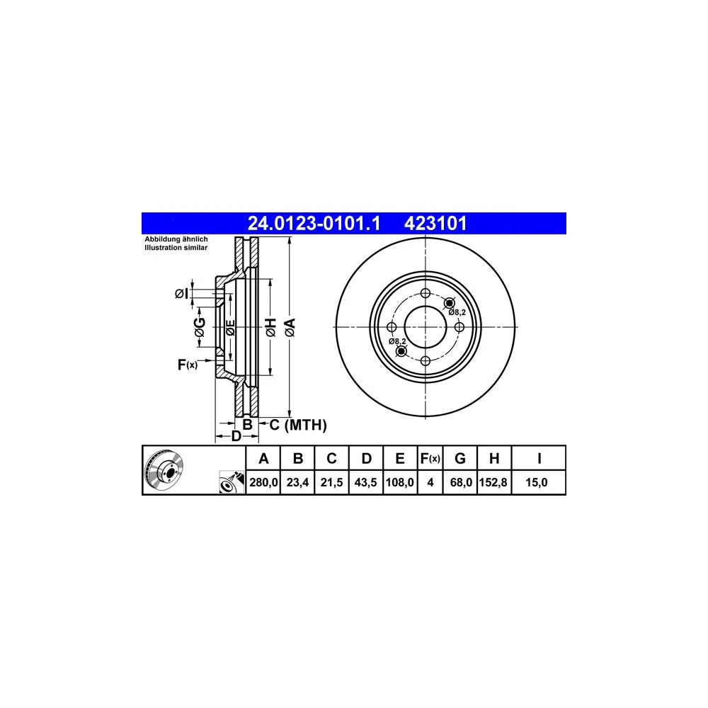 Discuri Frana ATE pentru Saab 900/9000 - 24.0123-0101.1