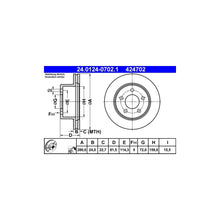 Disc Frana ATE pentru Jeep Cherokee/Grand Cherokee/Wrangler - 24.0124-0702.1
