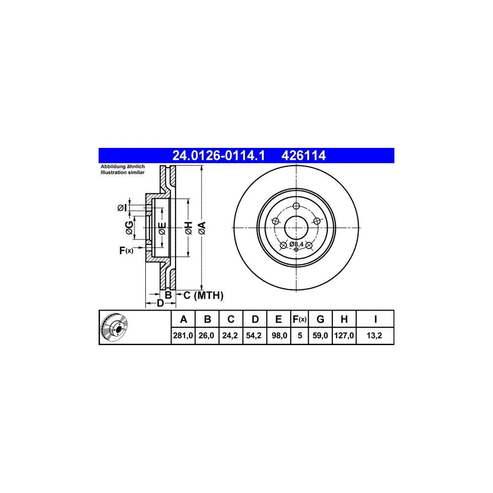 Discuri Frana ATE pentru Lancia Delta - 24.0126-0114.1