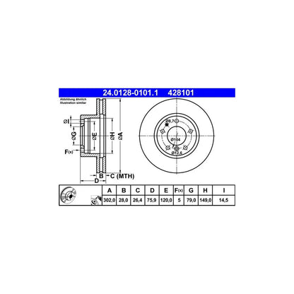 Discuri Frana ATE pentru BMW 5/5 Touring/7 - 24.0128-0101.1