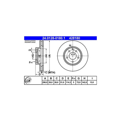 Disc Frana ATE pentru Mazda Mpv - 24.0128-0180.1