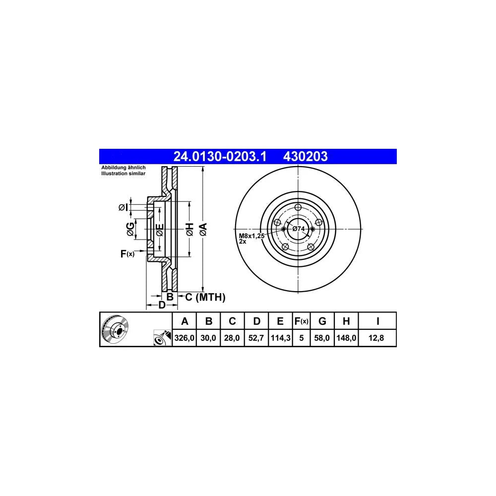 Discuri Frana ATE pentru Subaru Impreza - 24.0130-0203.1